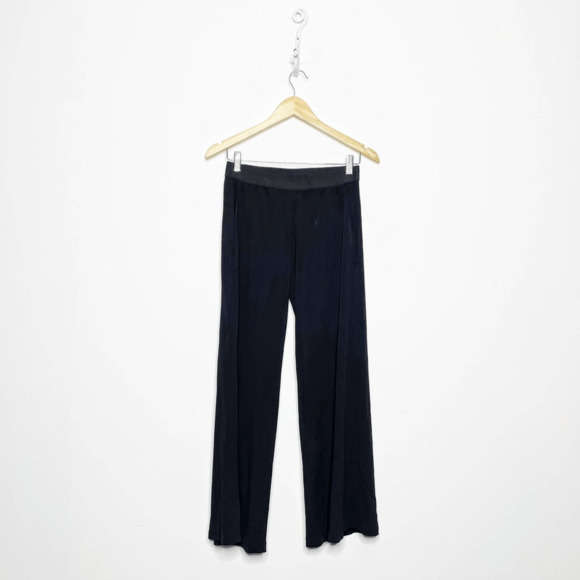 Theory Easy Wide leg Pull On Pant Black rayon cropped career Womens P XS - Picture 1 of 6